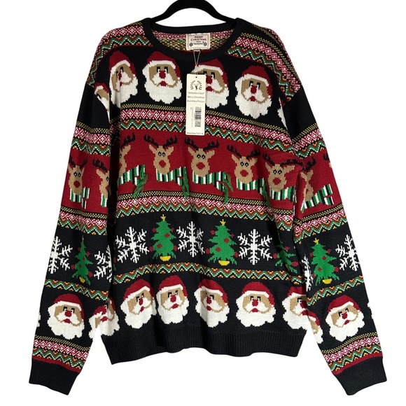 Ugly Christmas Sweater NWT Daisy Boutique Men's Sz XXXL Santa Reindeer Holiday - Picture 1 of 10